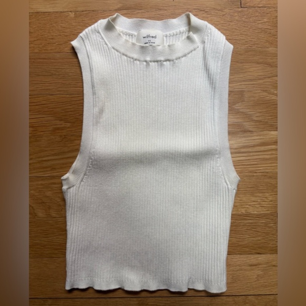 Aritzia Wilfred Reso Sleeveless Crop Top / XS White Birch - Picture 2 of 10